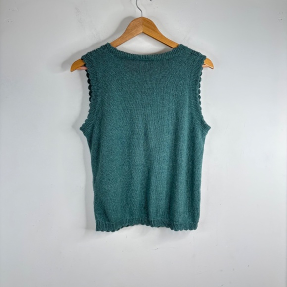 VTG 90s Embroidered Sweater Vest S Cottage Granny Boho Retro Academia Floral - Picture 3 of 7